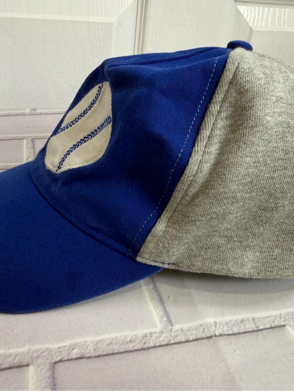 Gymboree Boys Baseball Cap Hat Blue Gray Size 10–12 Adjustable Stretch Fit